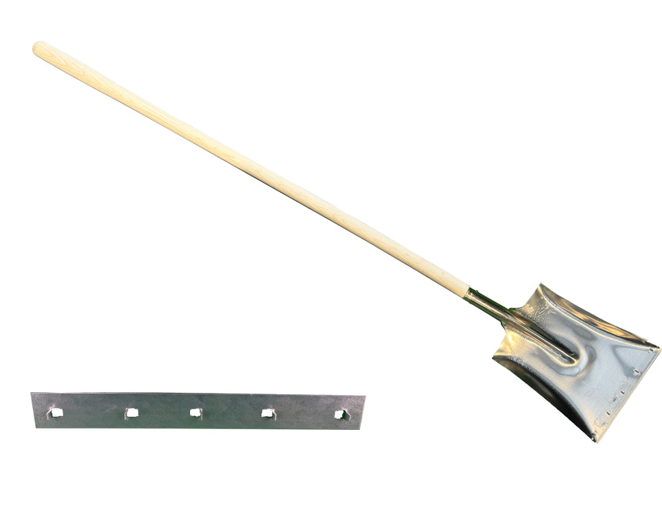 Aluminium transfer shovel large,with replacable steel edge and 130cm straight handle